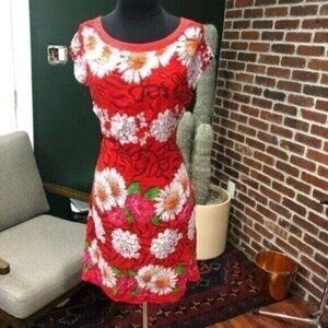 Floral Red  Dress Lightweight Summer Dress Size M